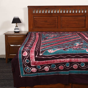Brown - Hand Batik Printed Cotton Single Bed Cover (96 x 59 in) 70