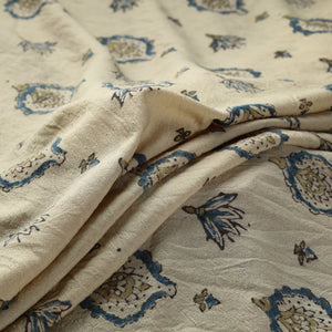 Beige - Pure Wool Handloom Ajrakh Print Fabric 12