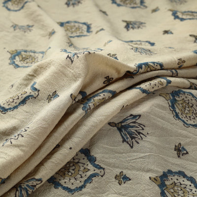 Beige - Pure Wool Handloom Ajrakh Print Fabric 12