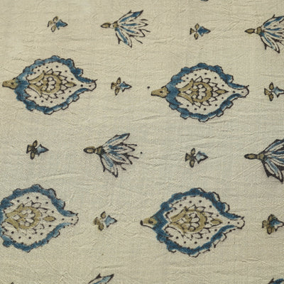 Beige - Pure Wool Handloom Ajrakh Print Fabric 12