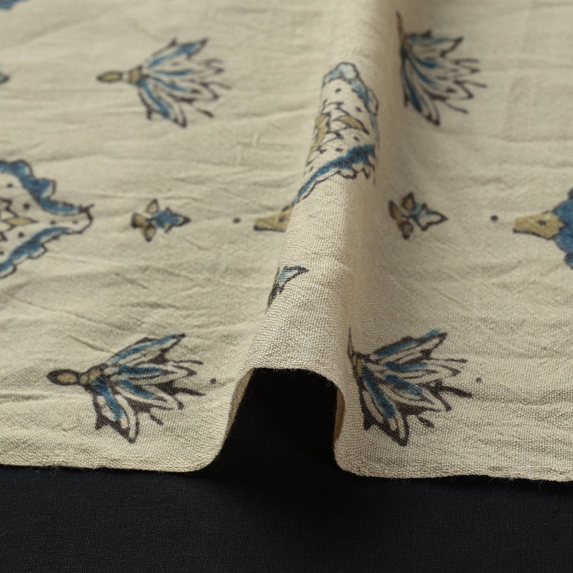 Beige - Pure Wool Handloom Ajrakh Print Fabric 12