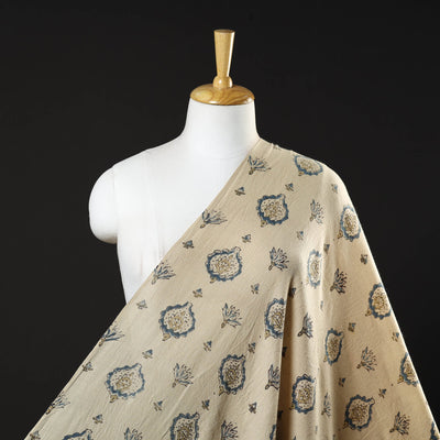 Beige - Pure Wool Handloom Ajrakh Print Fabric 12