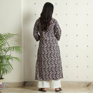 Black - Block Print Cotton Straight Bagh Kurta