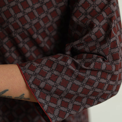 Brown - Block Print Cotton Straight Bagh Kurta