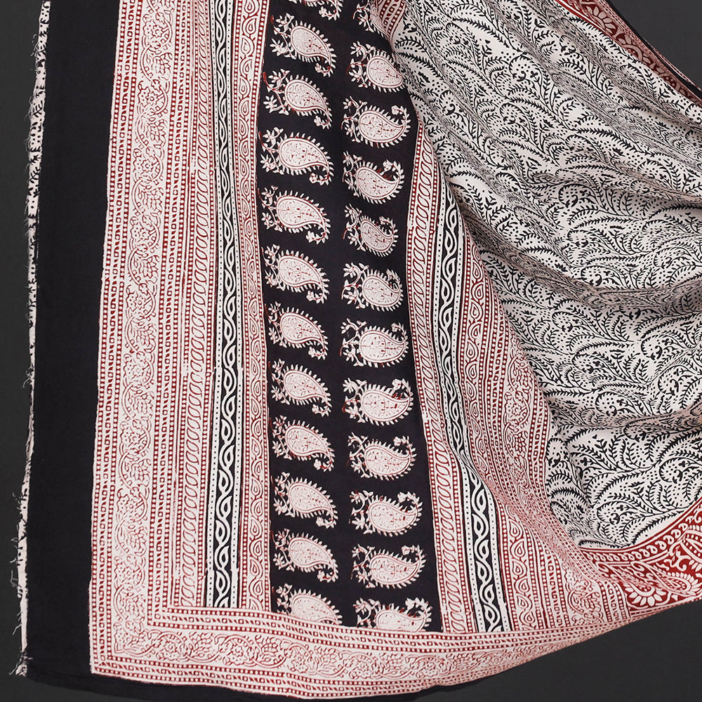 Black - 3pc Natural Dyed Cotton Bagh Print Suit Material Set