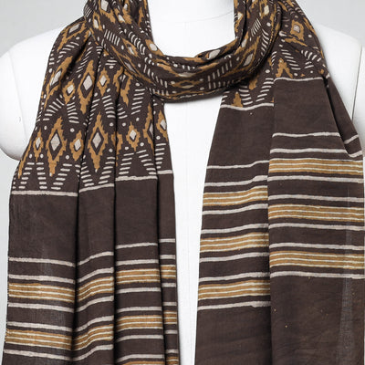 Brown - Akola Block Printed Cotton Stole