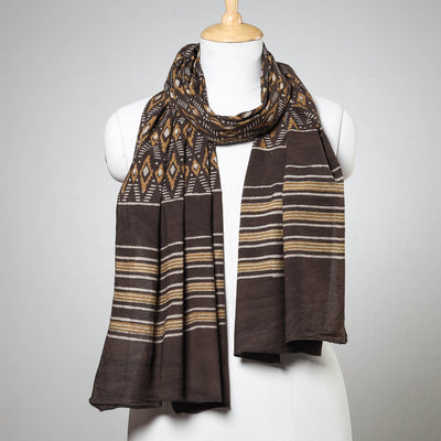 Brown - Akola Block Printed Cotton Stole