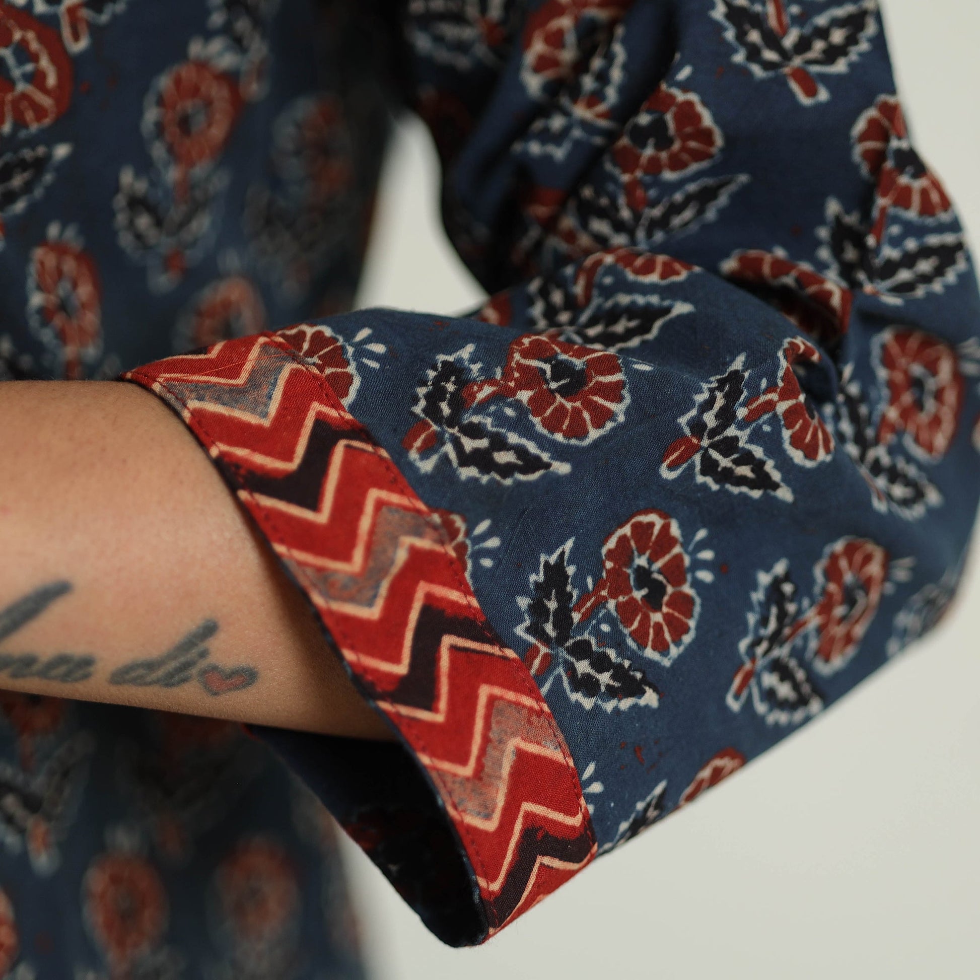 Blue - Ajrakh Block Printed Cotton Straight Kurta 05