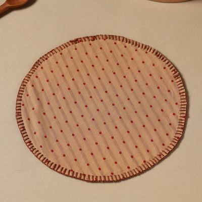 Brown - Jacquard Cotton Hand Embroidery Roti Napkin 02