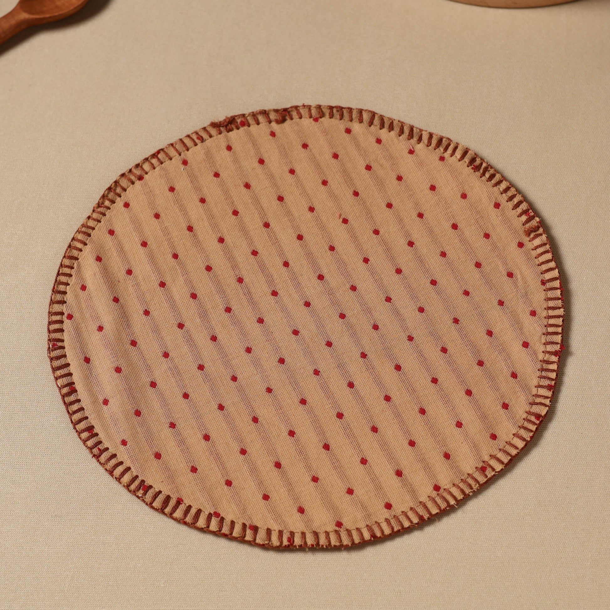 Brown - Jacquard Cotton Hand Embroidery Roti Napkin 02