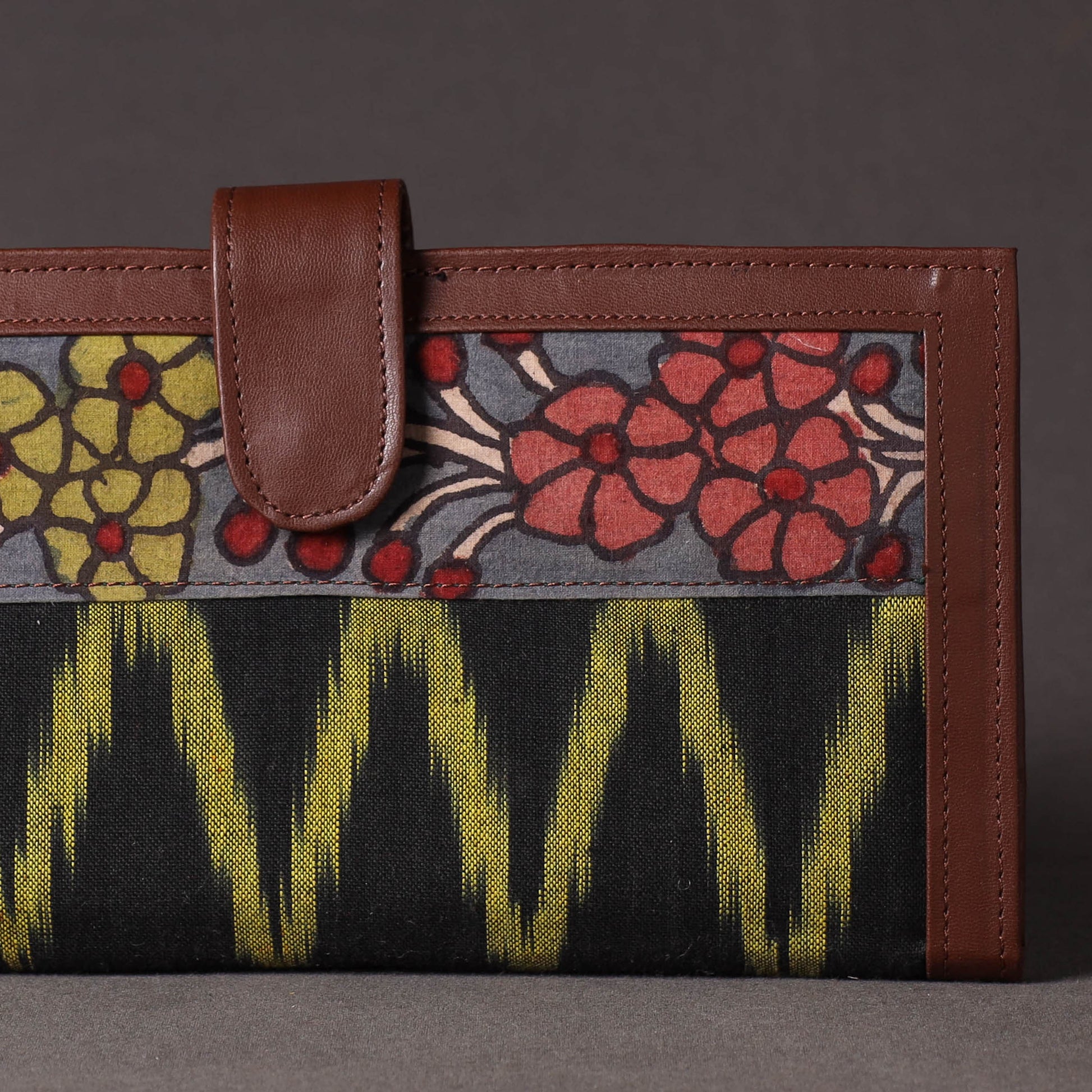 Black - Handpainted Kalamkari Natural Dyed Cotton Clutch