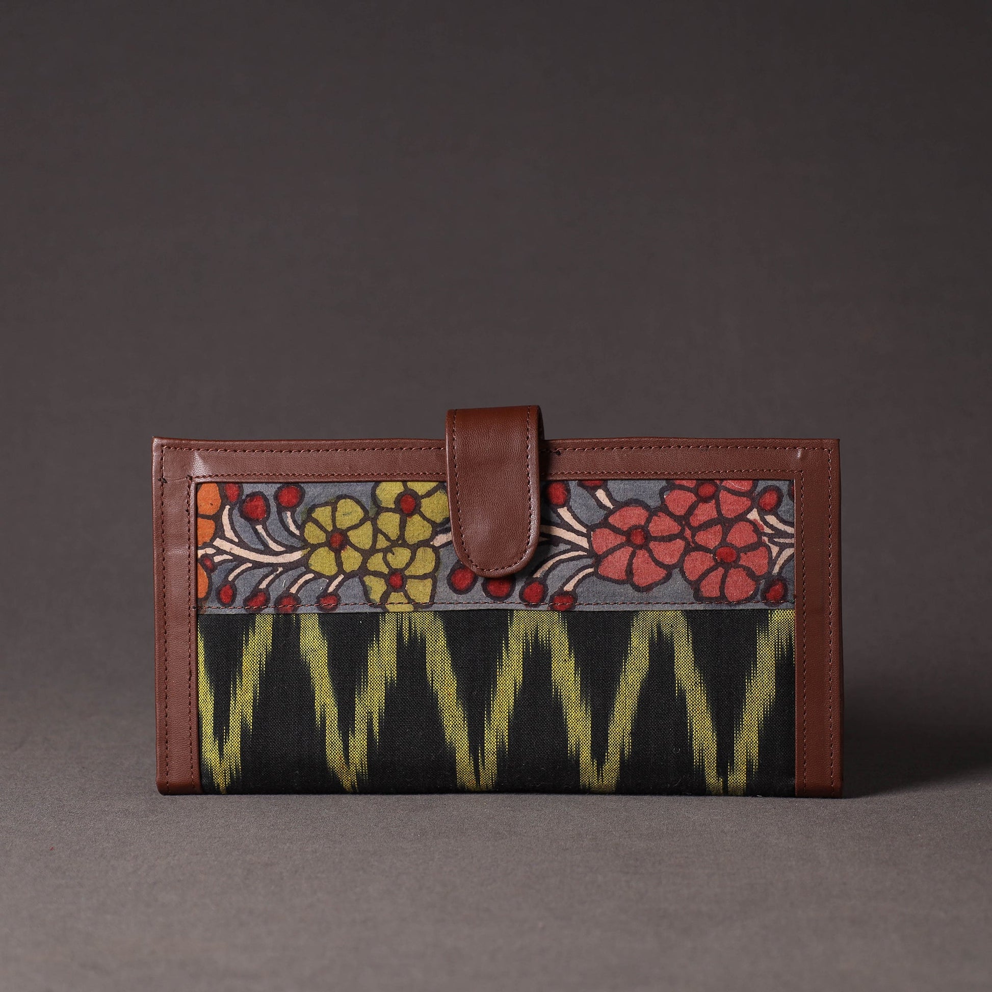 Black - Handpainted Kalamkari Natural Dyed Cotton Clutch