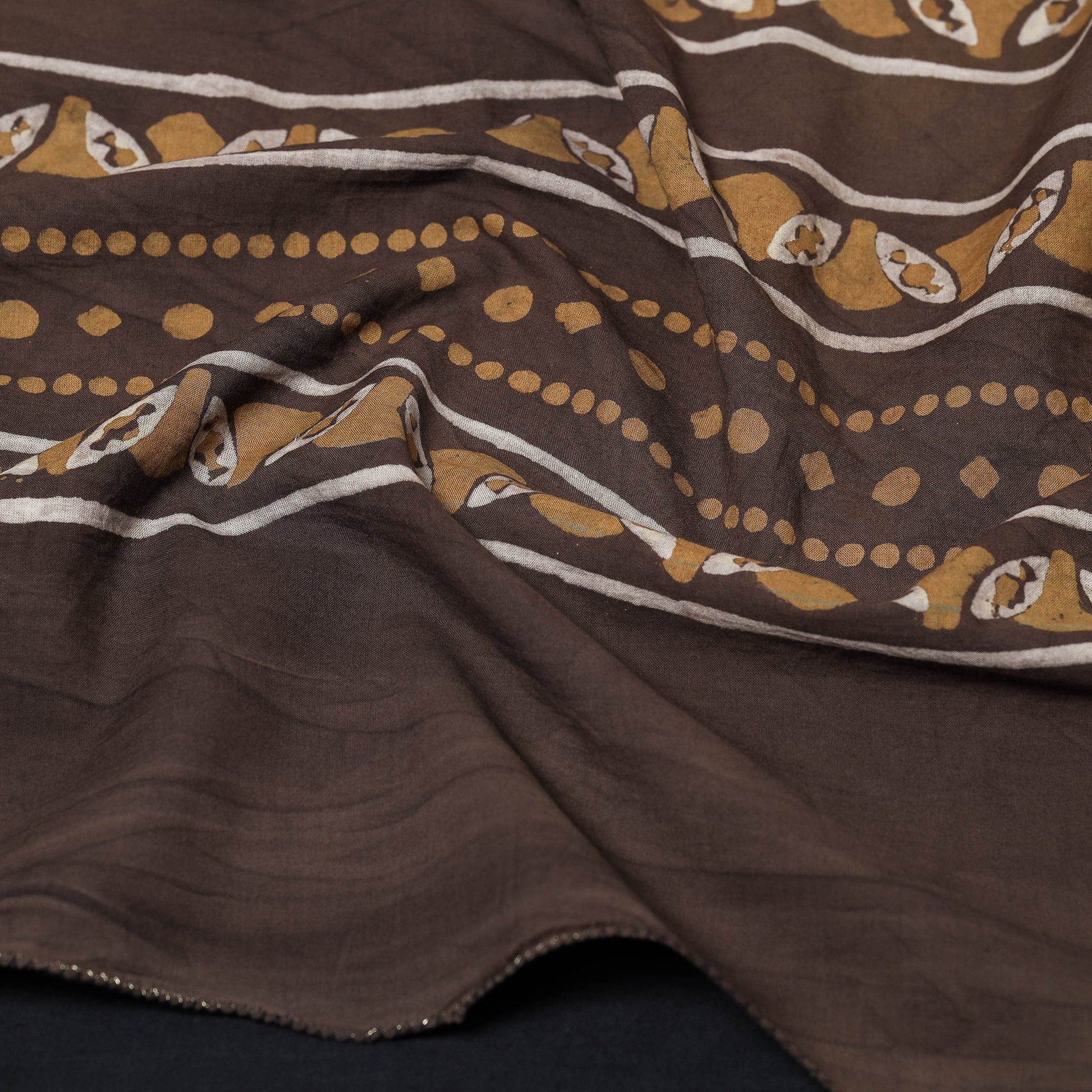 Brown - Akola Block Printed Cotton Stole