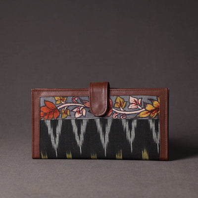 Black - Handpainted Kalamkari Natural Dyed Cotton Clutch