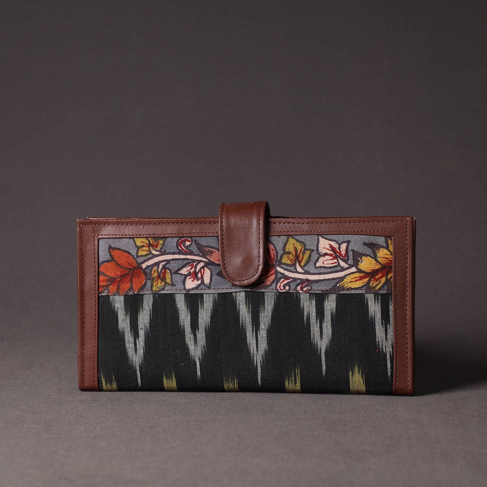 Black - Handpainted Kalamkari Natural Dyed Cotton Clutch