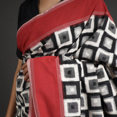 Black - Pochampally Ikat Weave Handloom Cotton Saree