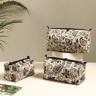 Beige - Handmade Cotton Toiletry Bags (Set of 3) 04