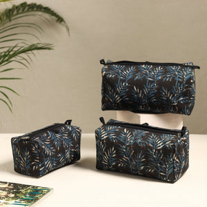 Brown - Handmade Cotton Toiletry Bags (Set of 3) 08