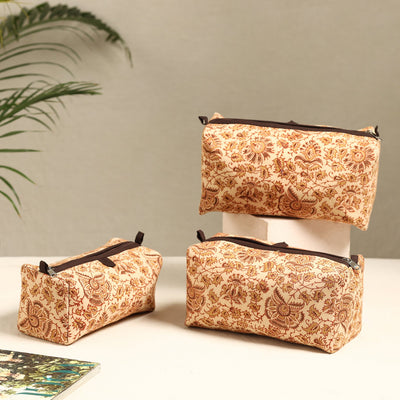 Beige - Handmade Cotton Toiletry Bags (Set of 3) 09