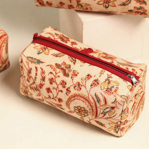 Beige - Handmade Cotton Toiletry Bags (Set of 3) 14