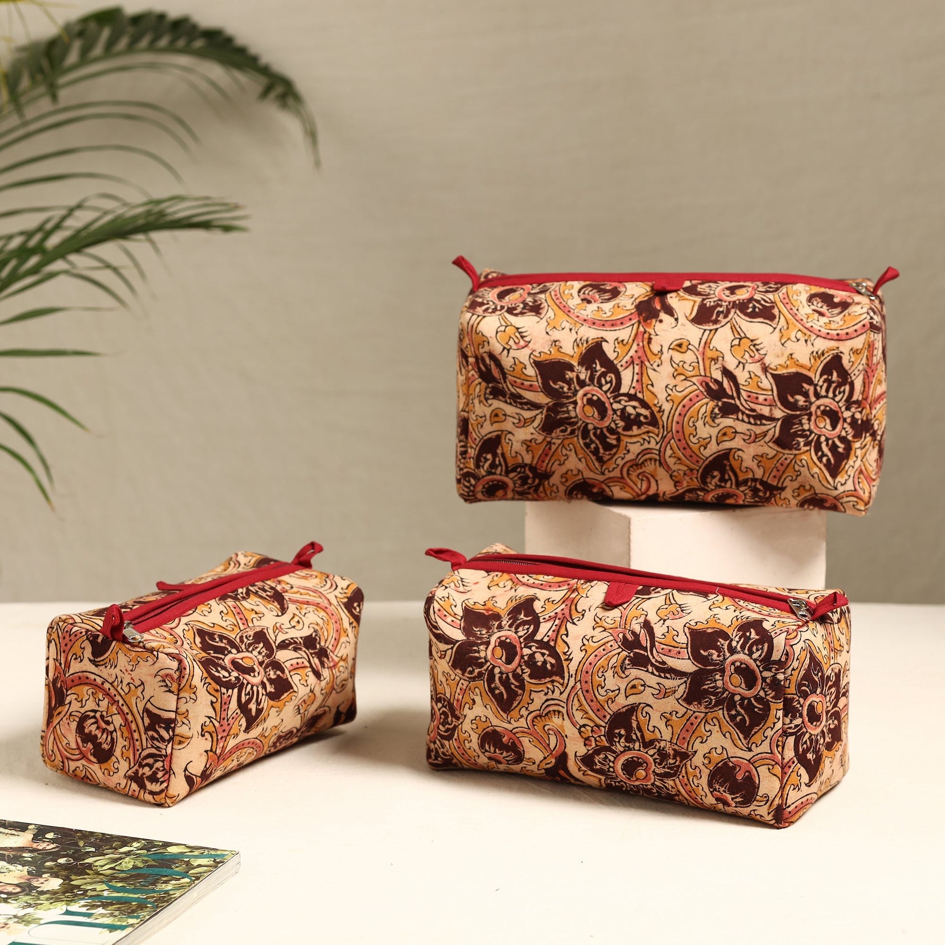 Beige - Handmade Cotton Toiletry Bags (Set of 3) 20