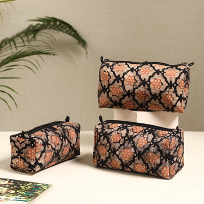 Brown - Handmade Cotton Toiletry Bags (Set of 3) 36