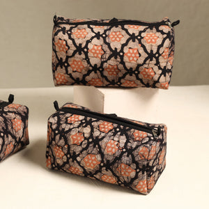 Brown - Handmade Cotton Toiletry Bags (Set of 3) 36