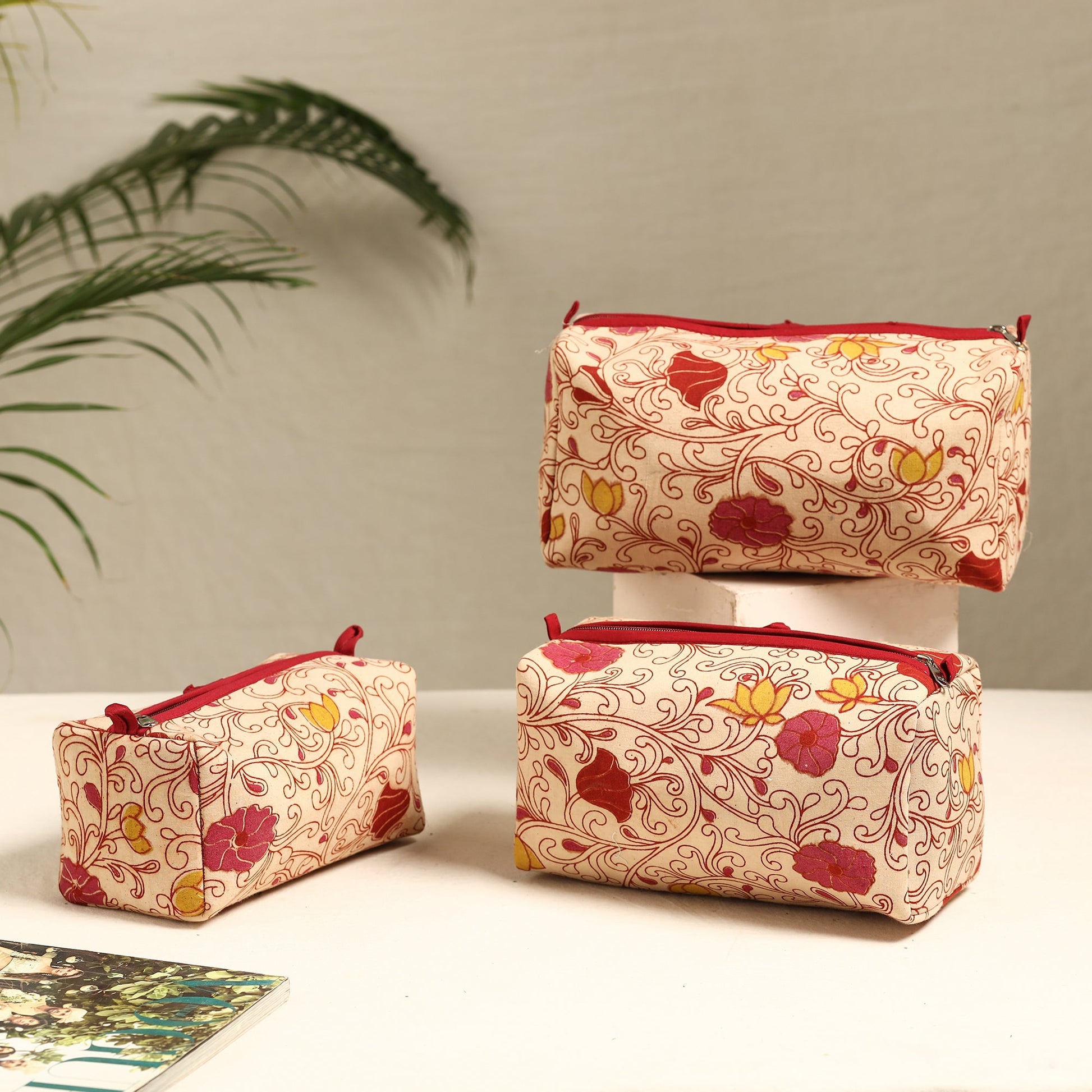 Beige - Handmade Cotton Toiletry Bags (Set of 3) 37