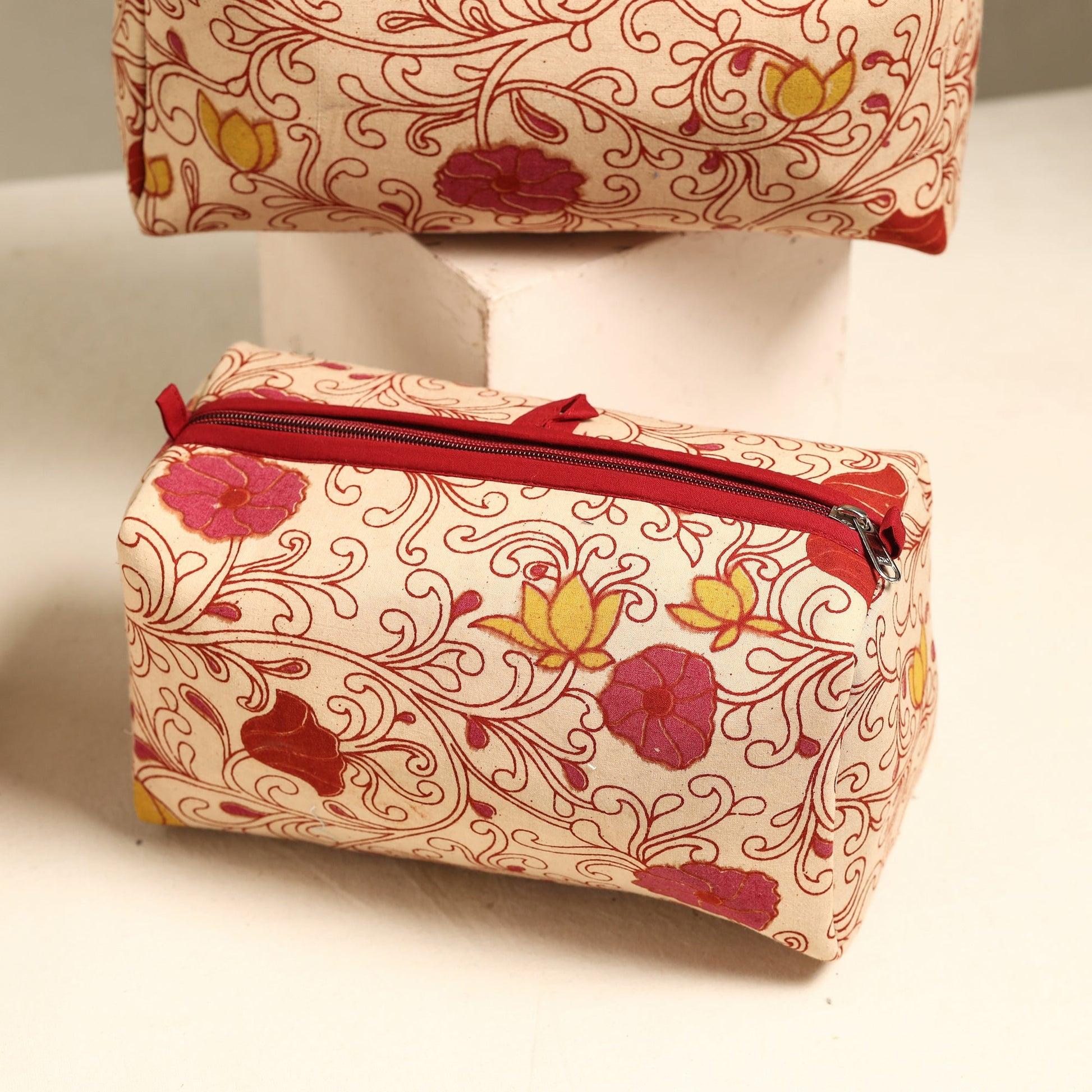 Beige - Handmade Cotton Toiletry Bags (Set of 3) 37