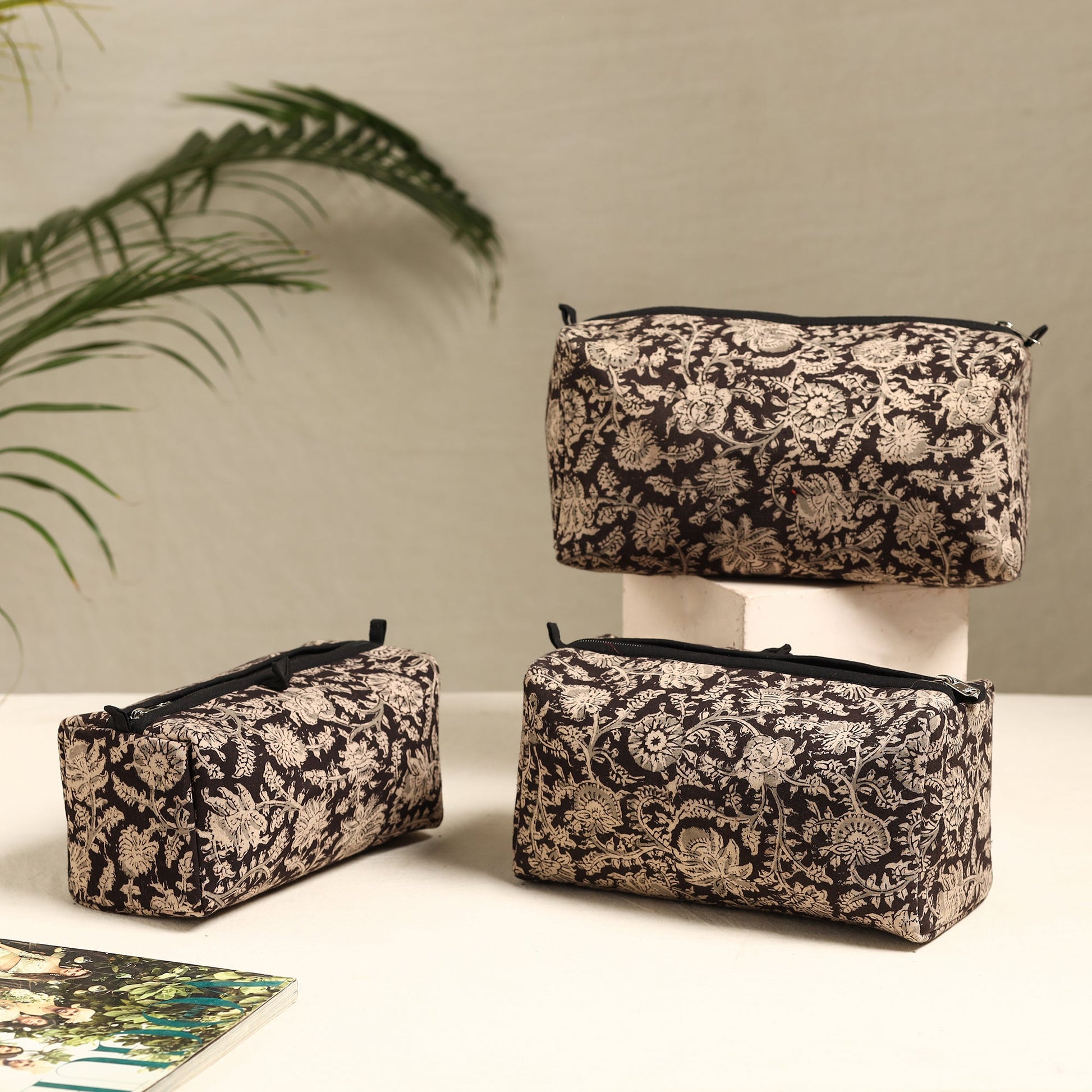 Brown - Handmade Cotton Toiletry Bags (Set of 3) 41