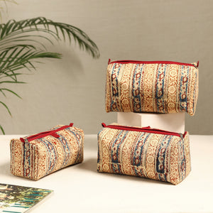 Beige - Handmade Cotton Toiletry Bags (Set of 3) 44