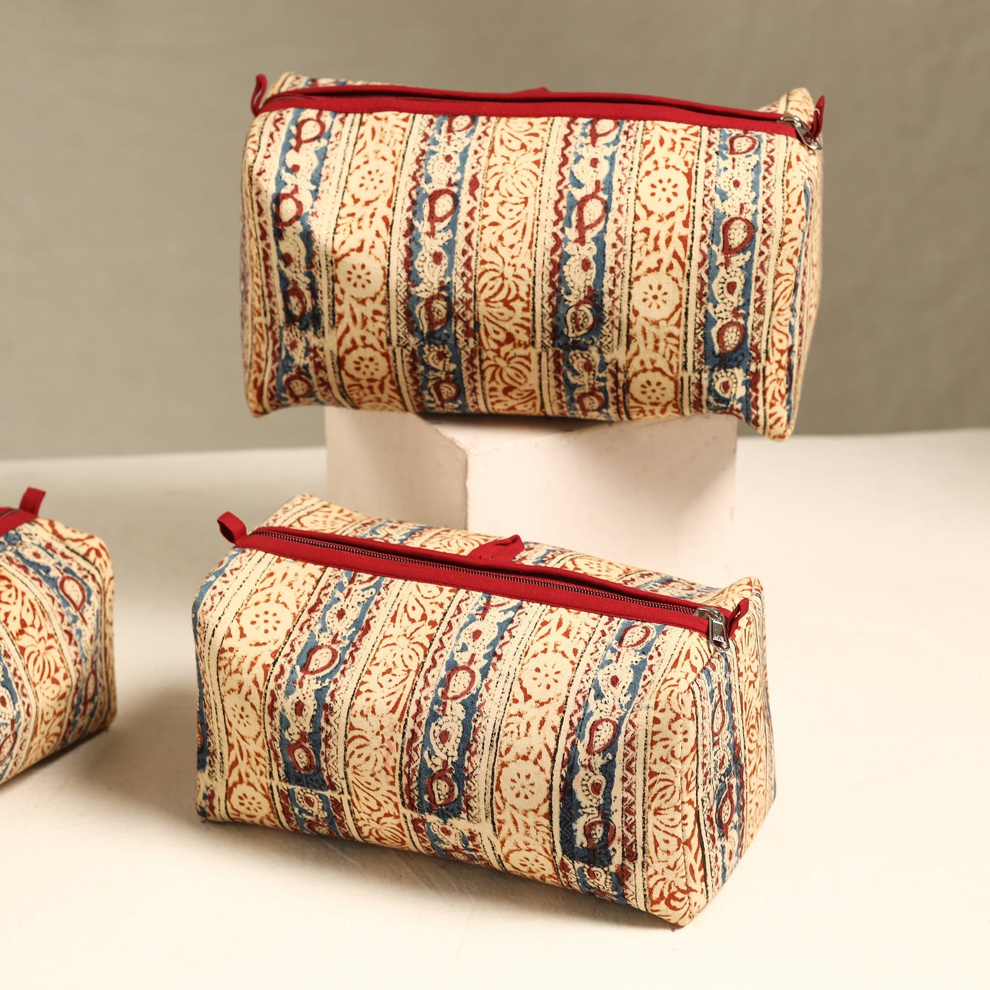 Beige - Handmade Cotton Toiletry Bags (Set of 3) 44