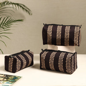 Black - Handmade Cotton Toiletry Bags (Set of 3) 49