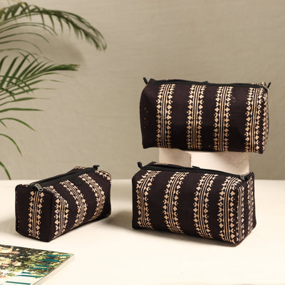 Black - Handmade Cotton Toiletry Bags (Set of 3) 49