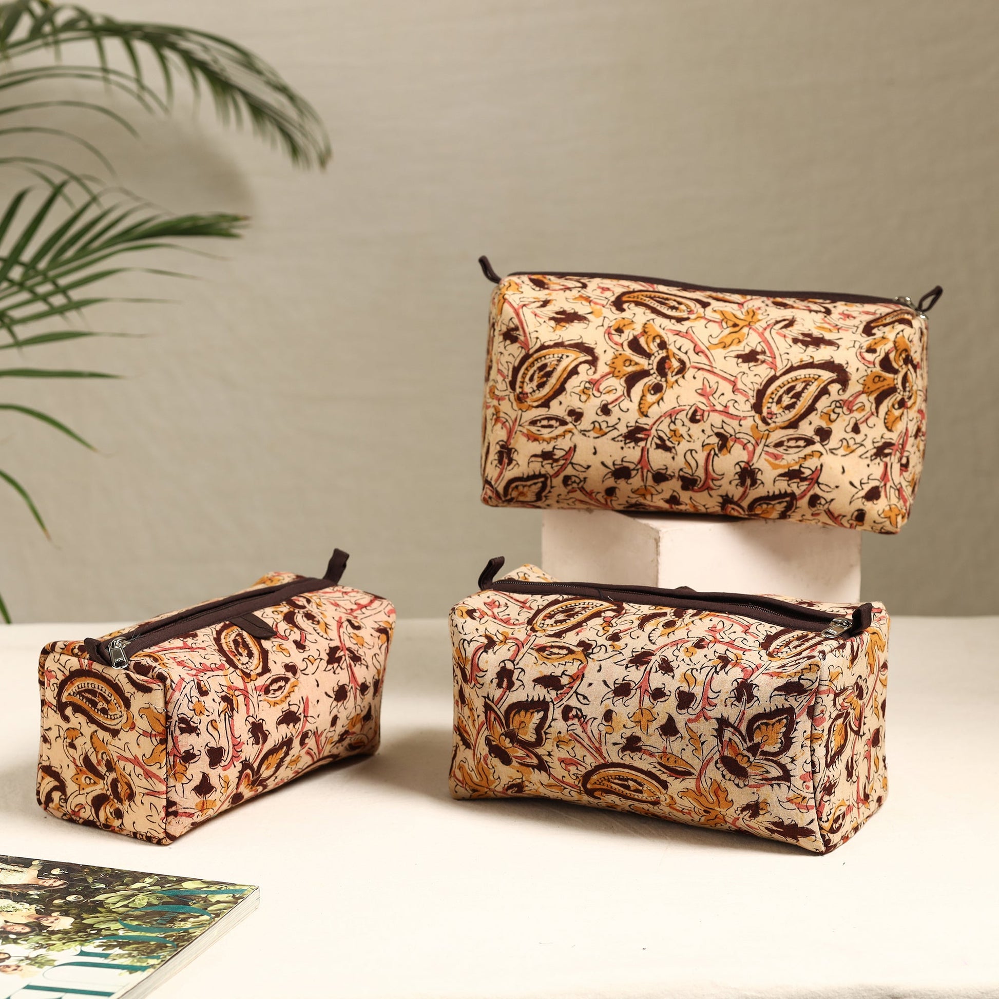 Beige - Handmade Cotton Toiletry Bags (Set of 3) 53