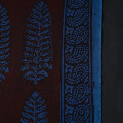 Brown - Bagh Hand Block Printed Cotton Fabric