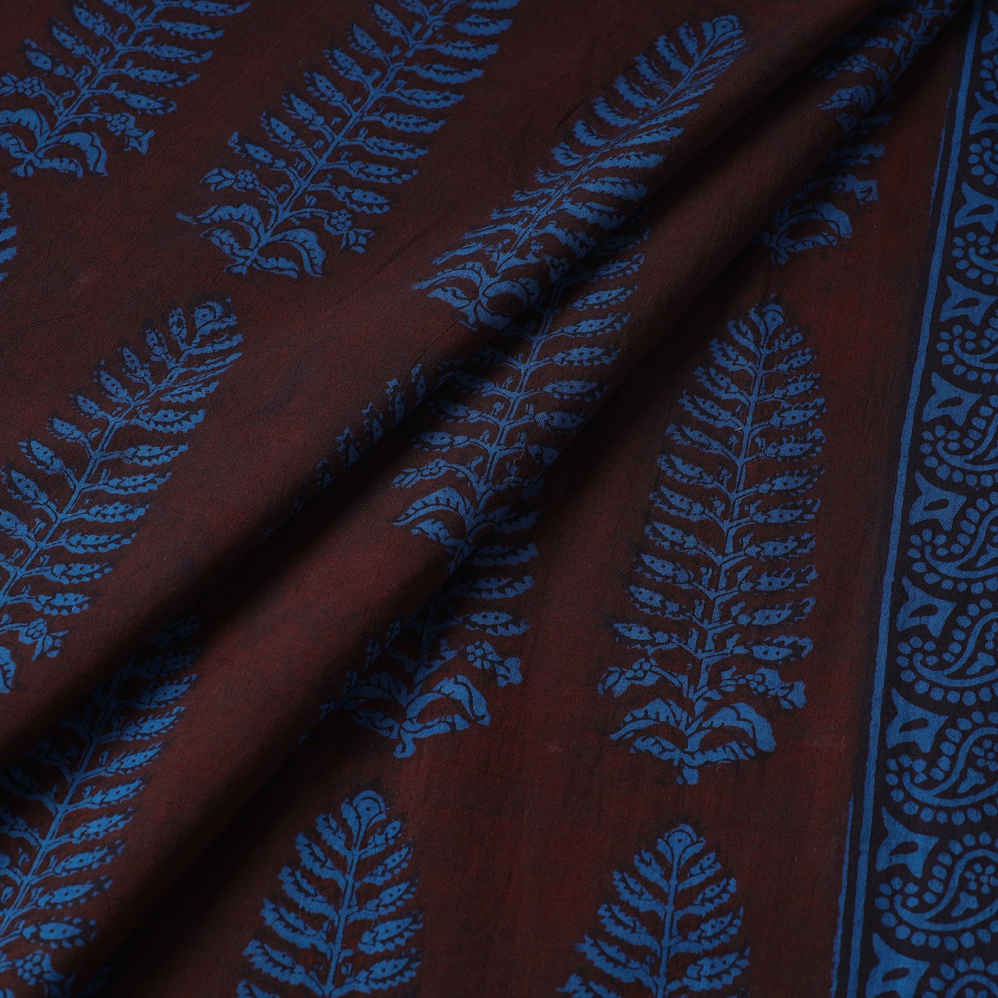 Brown - Bagh Hand Block Printed Cotton Fabric