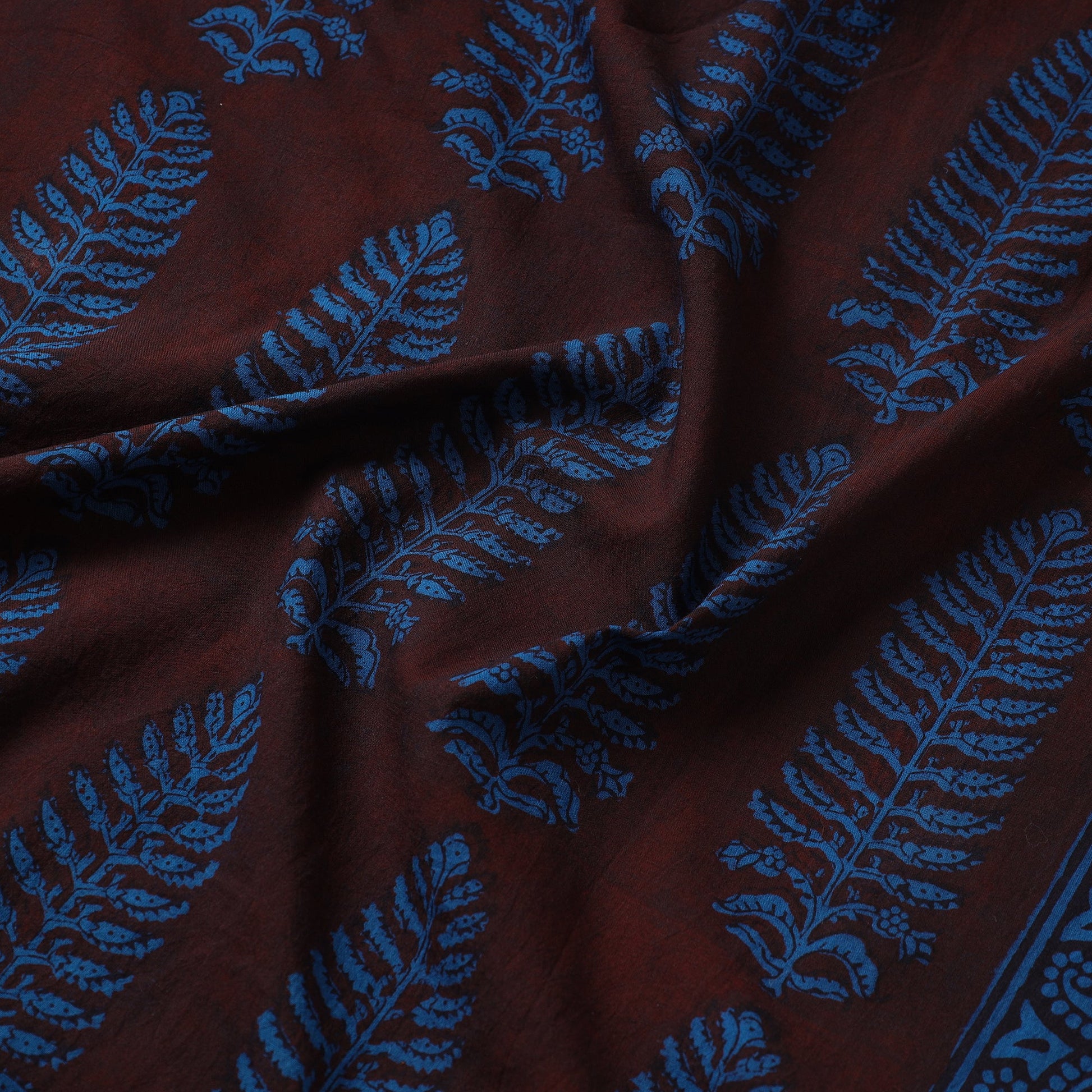Brown - Bagh Hand Block Printed Cotton Fabric
