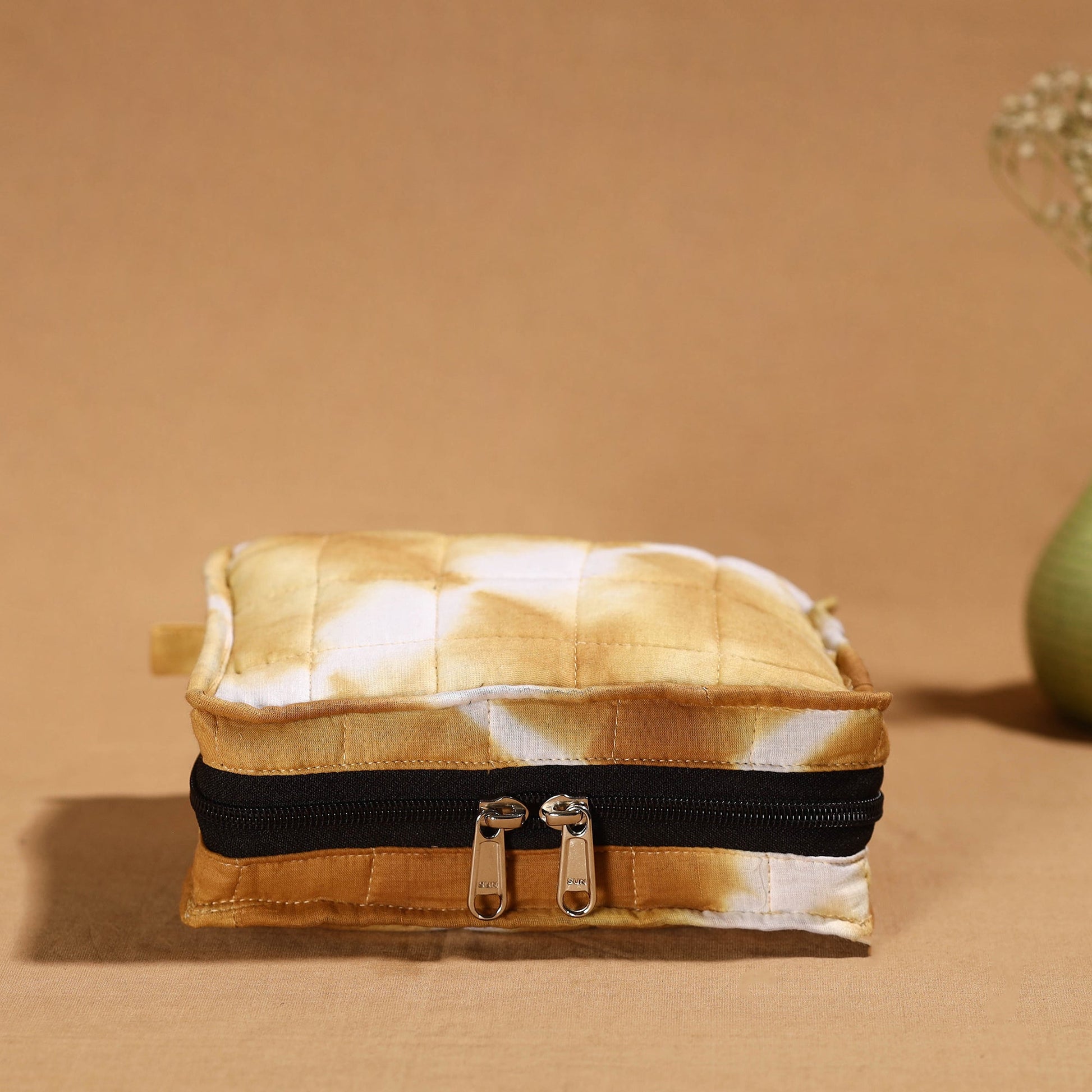 Brown - Handmade 4 Pockets Cotton Jewelry Bag 04