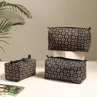 Black - Handmade Cotton Toiletry Bags (Set of 3) 61