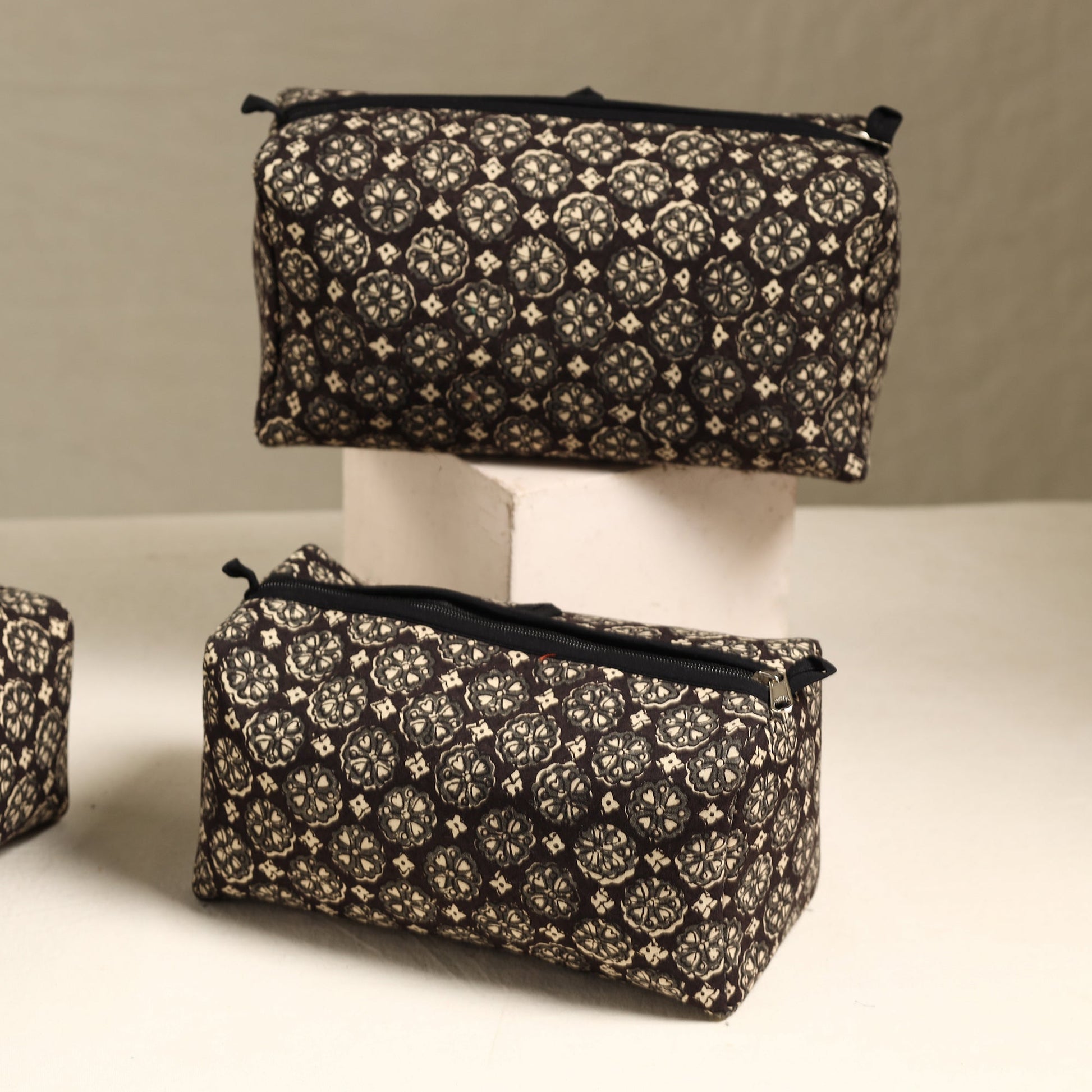 Black - Handmade Cotton Toiletry Bags (Set of 3) 61