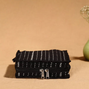 Black - Handmade 4 Pockets Cotton Jewelry Bag 10