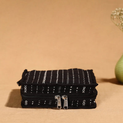 Black - Handmade 4 Pockets Cotton Jewelry Bag 10