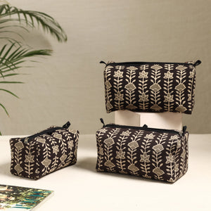 Brown - Handmade Cotton Toiletry Bags (Set of 3) 63