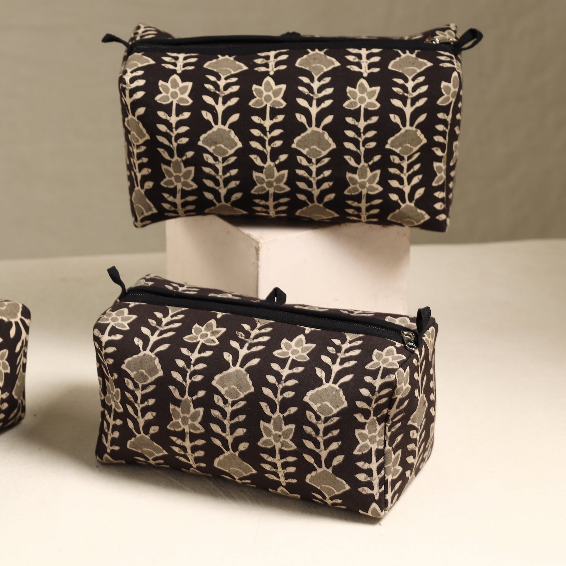 Brown - Handmade Cotton Toiletry Bags (Set of 3) 63