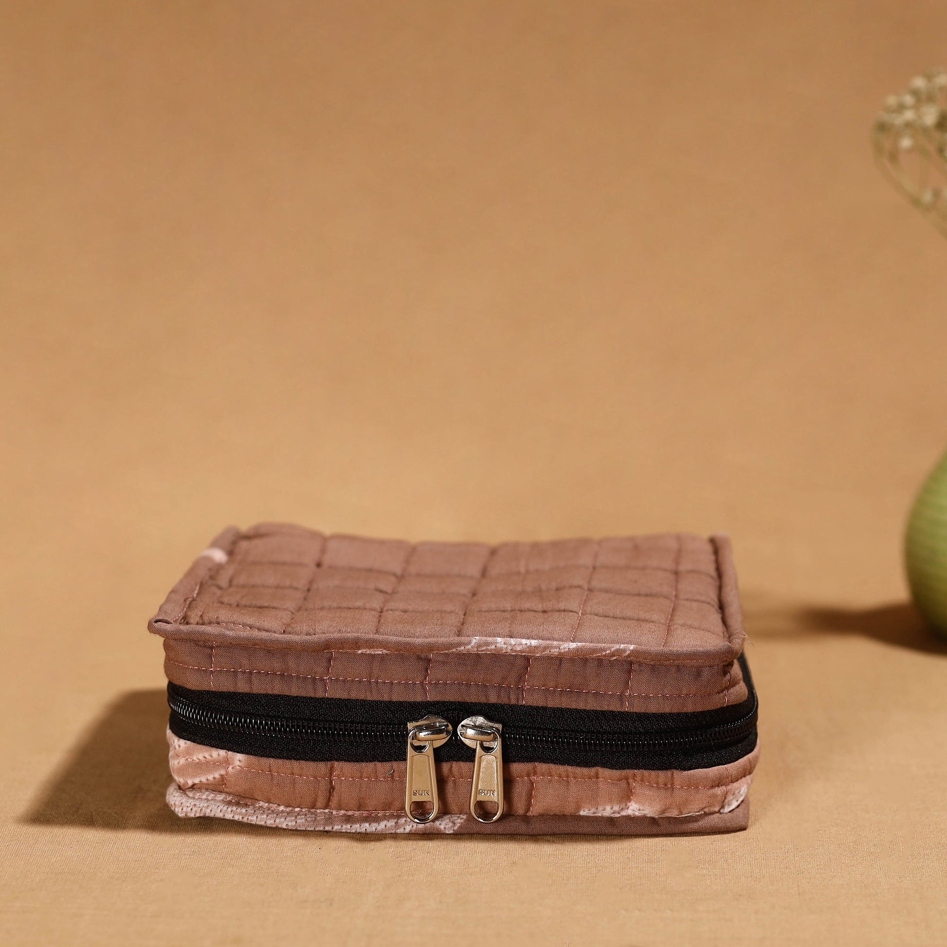 Brown - Handmade 4 Pockets Cotton Jewelry Bag 16