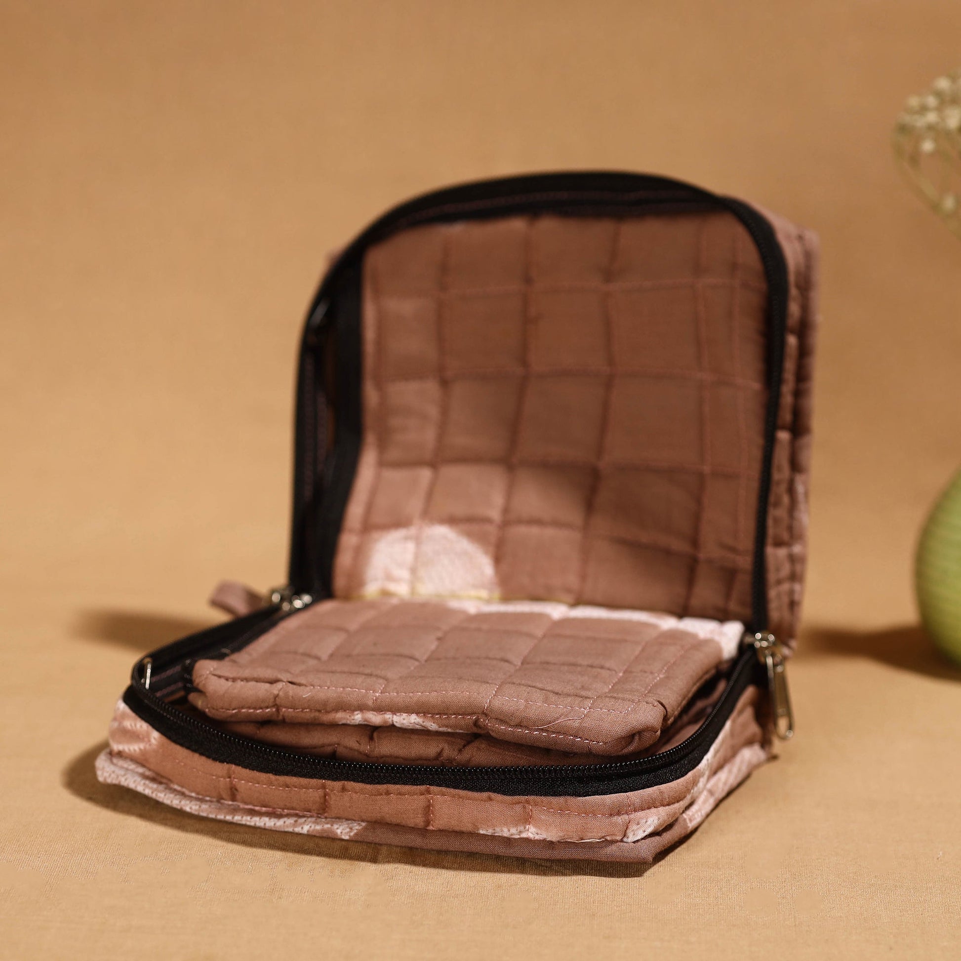 Brown - Handmade 4 Pockets Cotton Jewelry Bag 16