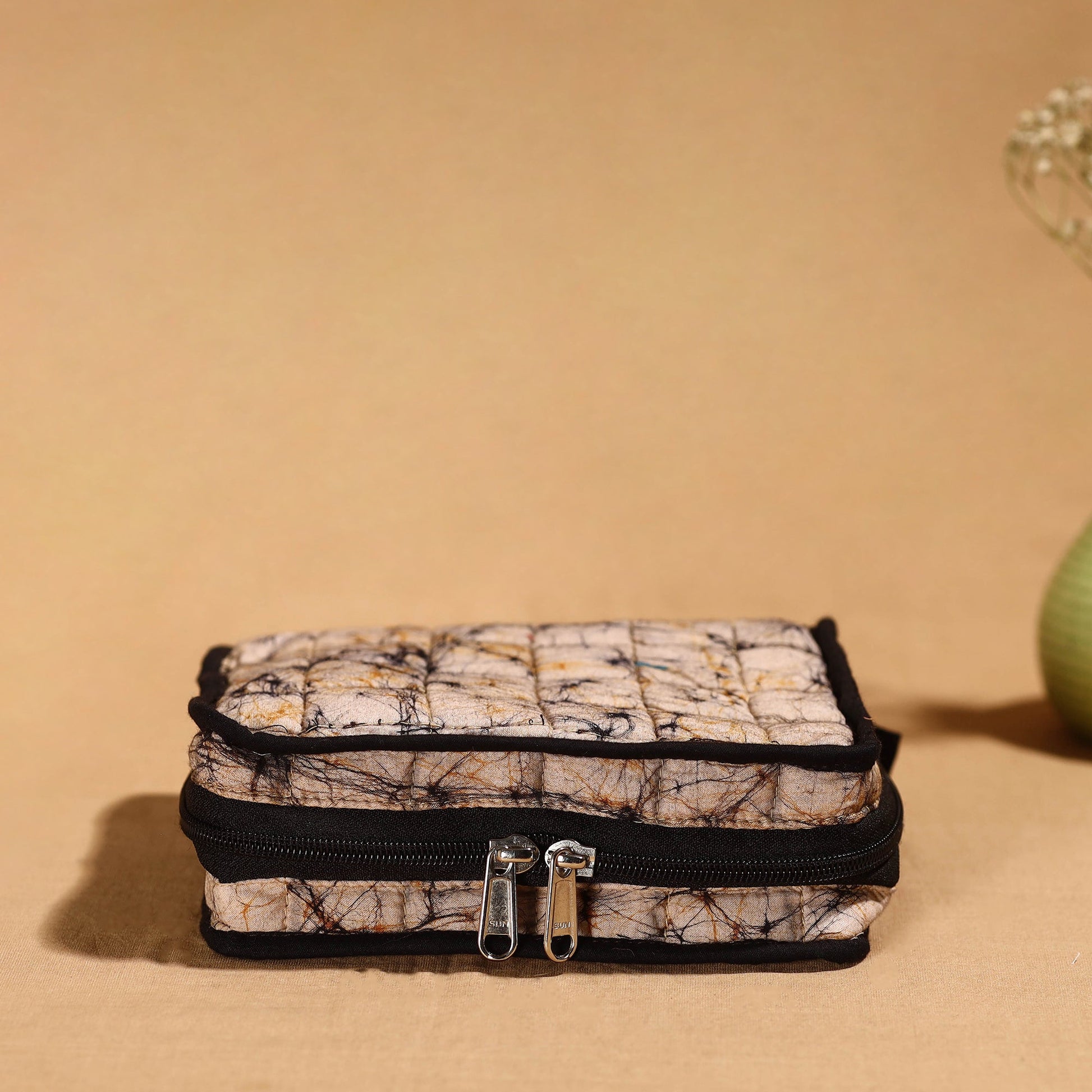 Beige - Handmade 4 Pockets Cotton Jewelry Bag 18