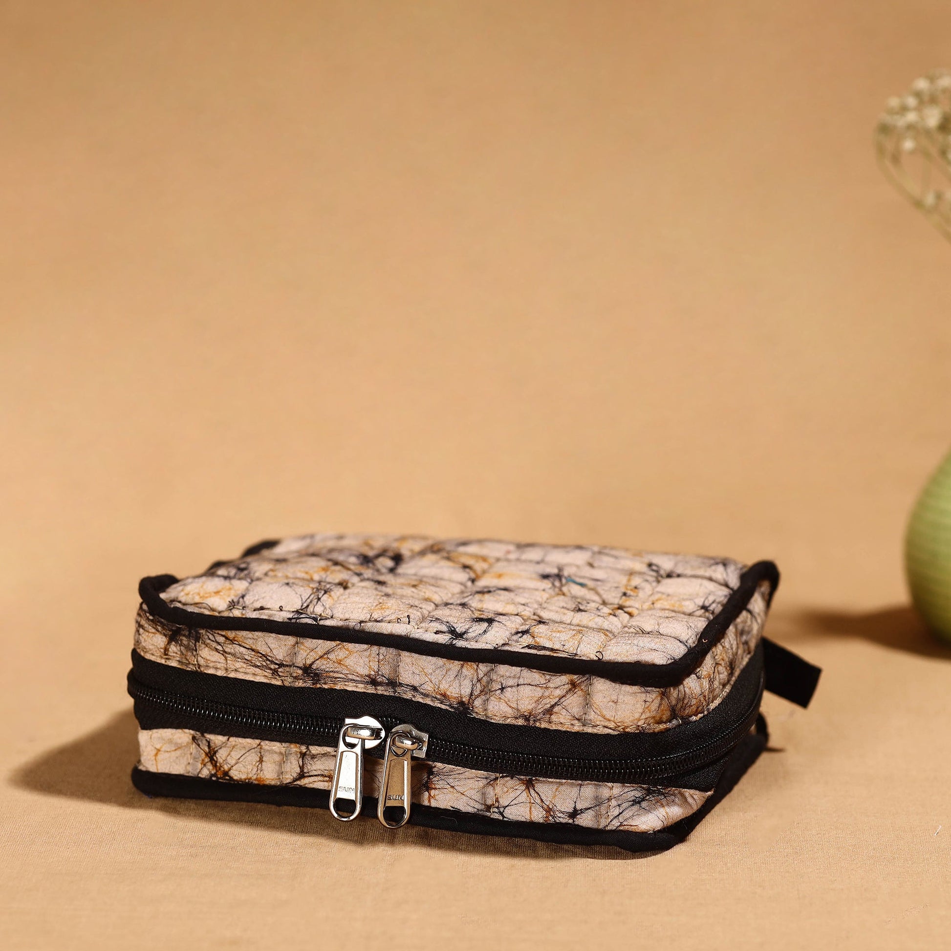 Beige - Handmade 4 Pockets Cotton Jewelry Bag 18