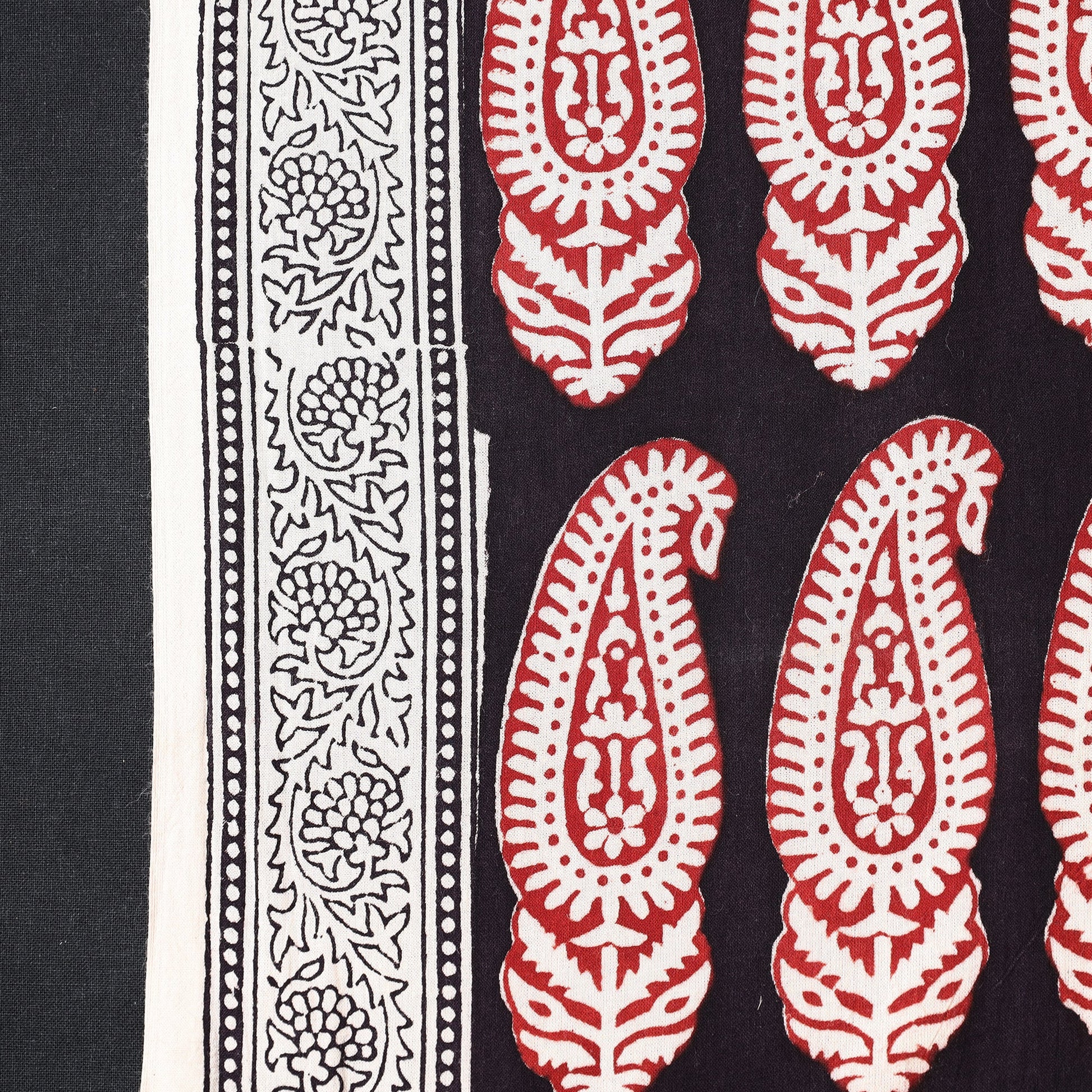 Black - Natural Dyed Cotton Bagh Print Fabric